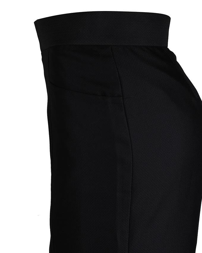 Side view of black maxi skirt