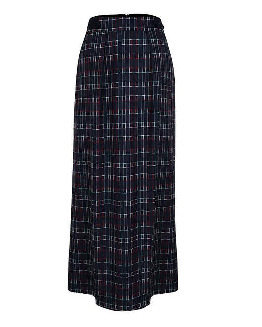 Navy blue plaid maxi skirt