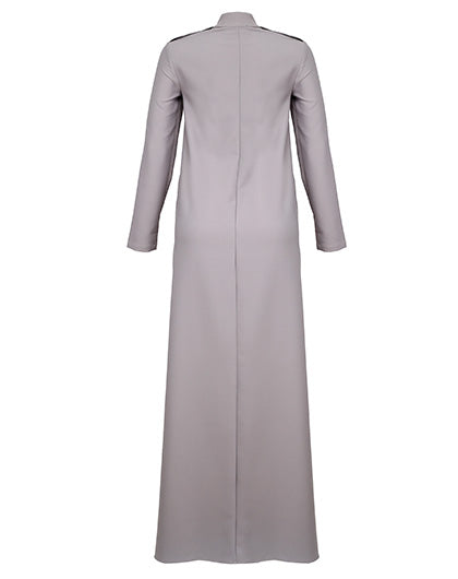 High Collar Ash Work Abaya