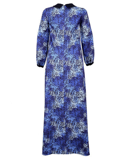Navy Print modest work gown