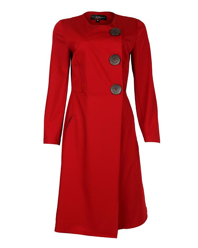 front view Bordeaux midi wrap dress 