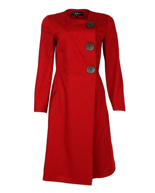 front view Bordeaux midi wrap dress 